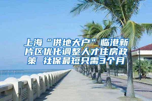 上海“供地大户”临港新片区优化调整人才住房政策 社保最短只需3个月