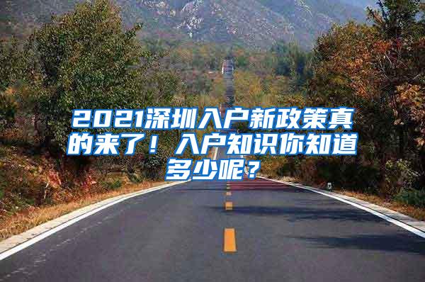 2021深圳入户新政策真的来了！入户知识你知道多少呢？