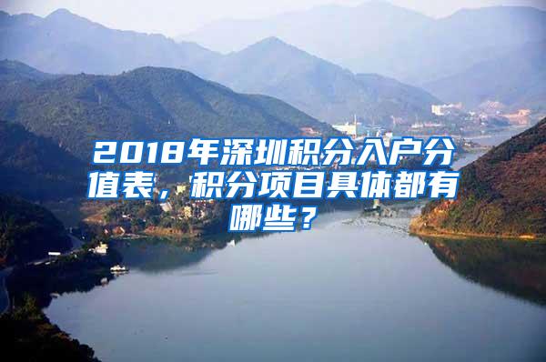 2018年深圳积分入户分值表，积分项目具体都有哪些？