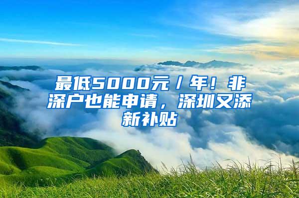 最低5000元／年！非深户也能申请，深圳又添新补贴