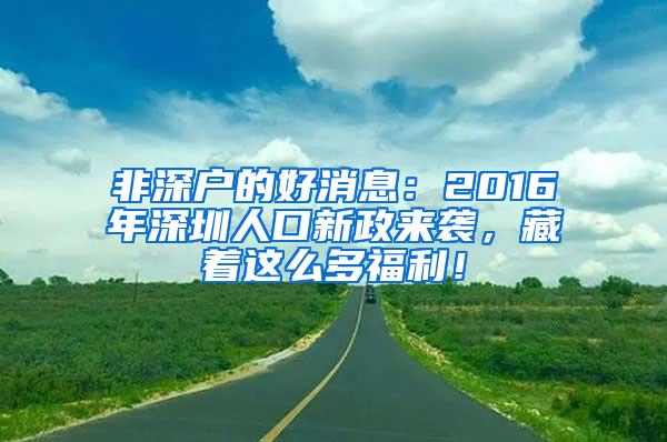 非深户的好消息：2016年深圳人口新政来袭，藏着这么多福利！