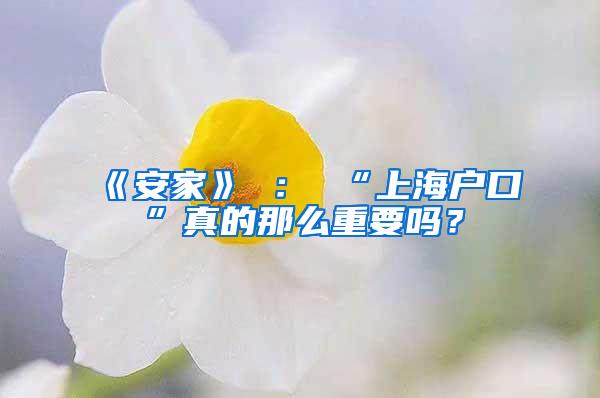 《安家》 ： “上海户口”真的那么重要吗？
