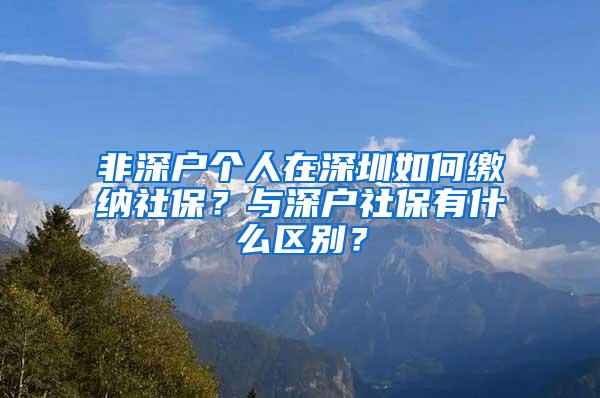 非深户个人在深圳如何缴纳社保？与深户社保有什么区别？