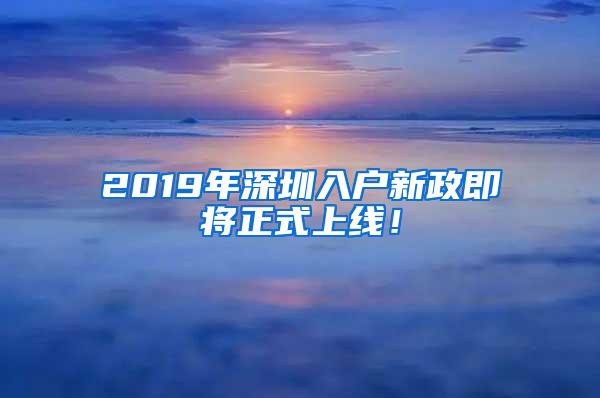 2019年深圳入户新政即将正式上线！